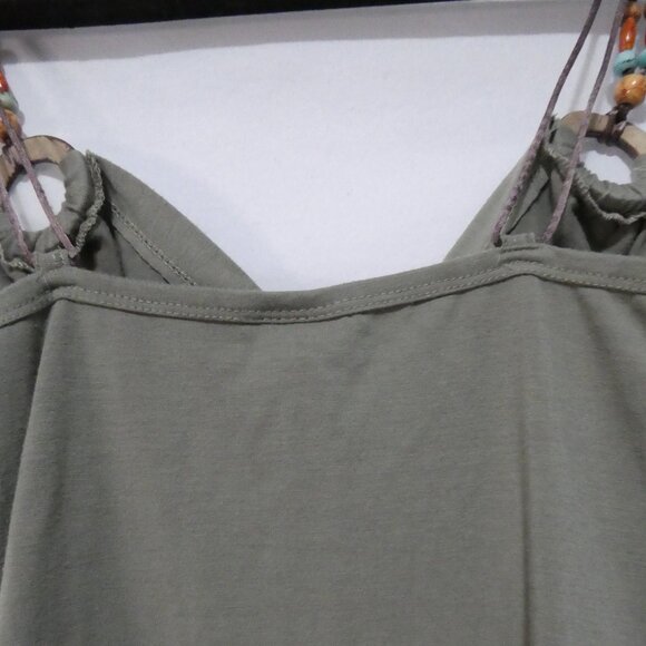 ELAN | small | Khaki Top with Beaded Straps - Picture 9 of 12